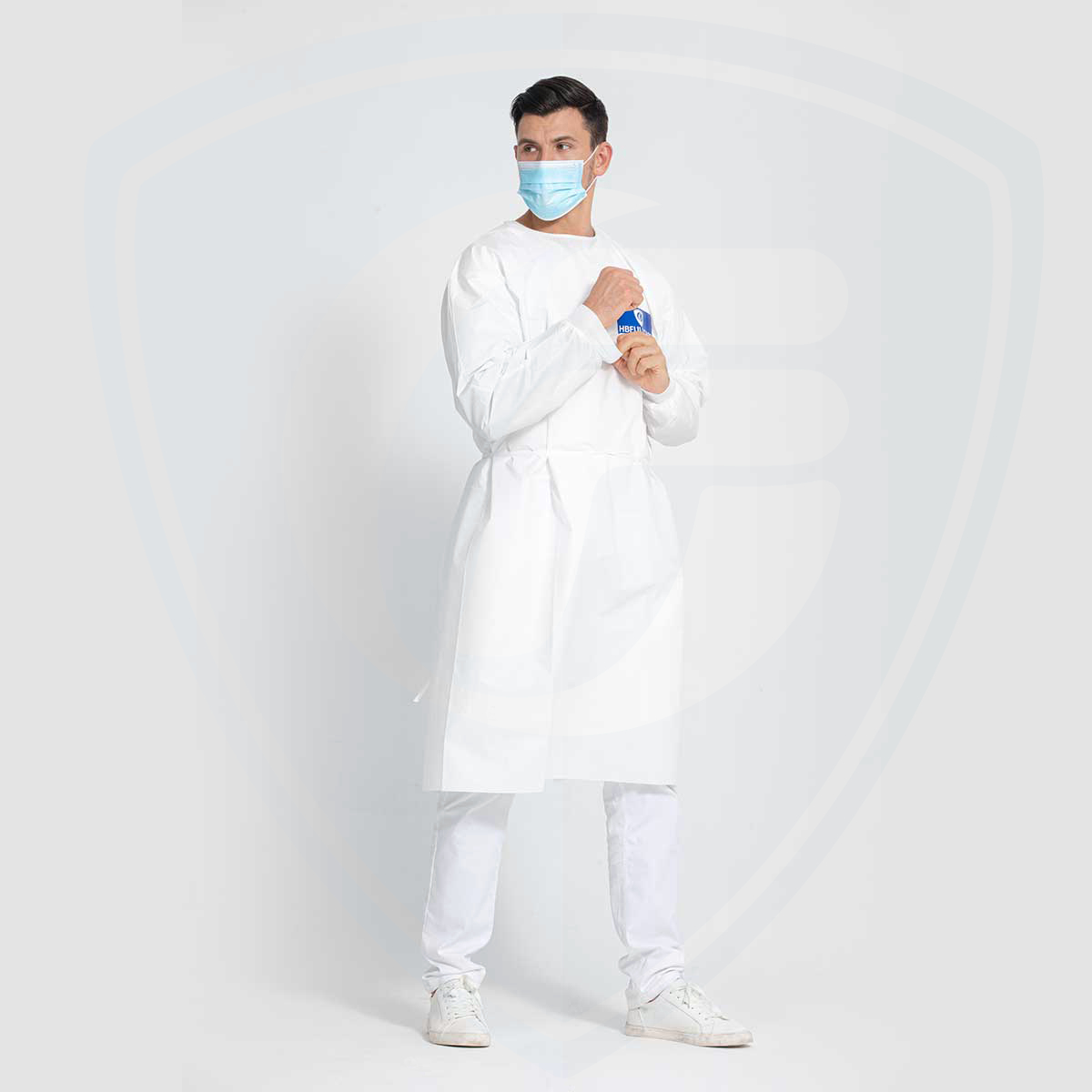 Disposable Isolation Gown Double Tie Back Knitted Cuffs Fluid Resistant 