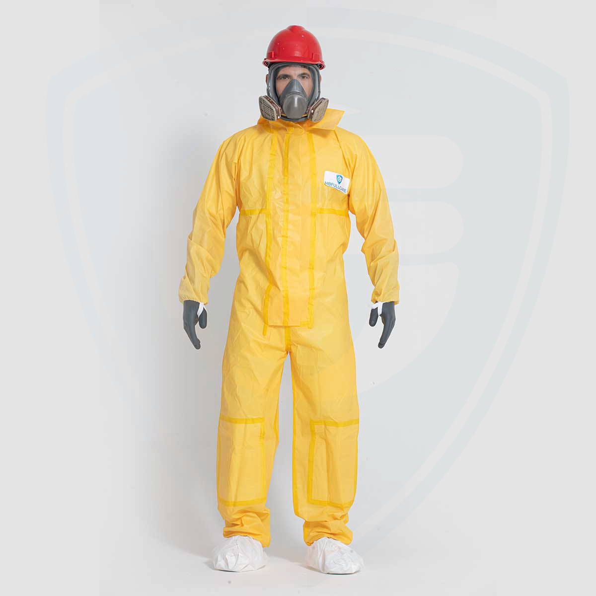 Type3/4/5/6 Serged with Yellow Taped Seam Barrier Film Material Coverall 