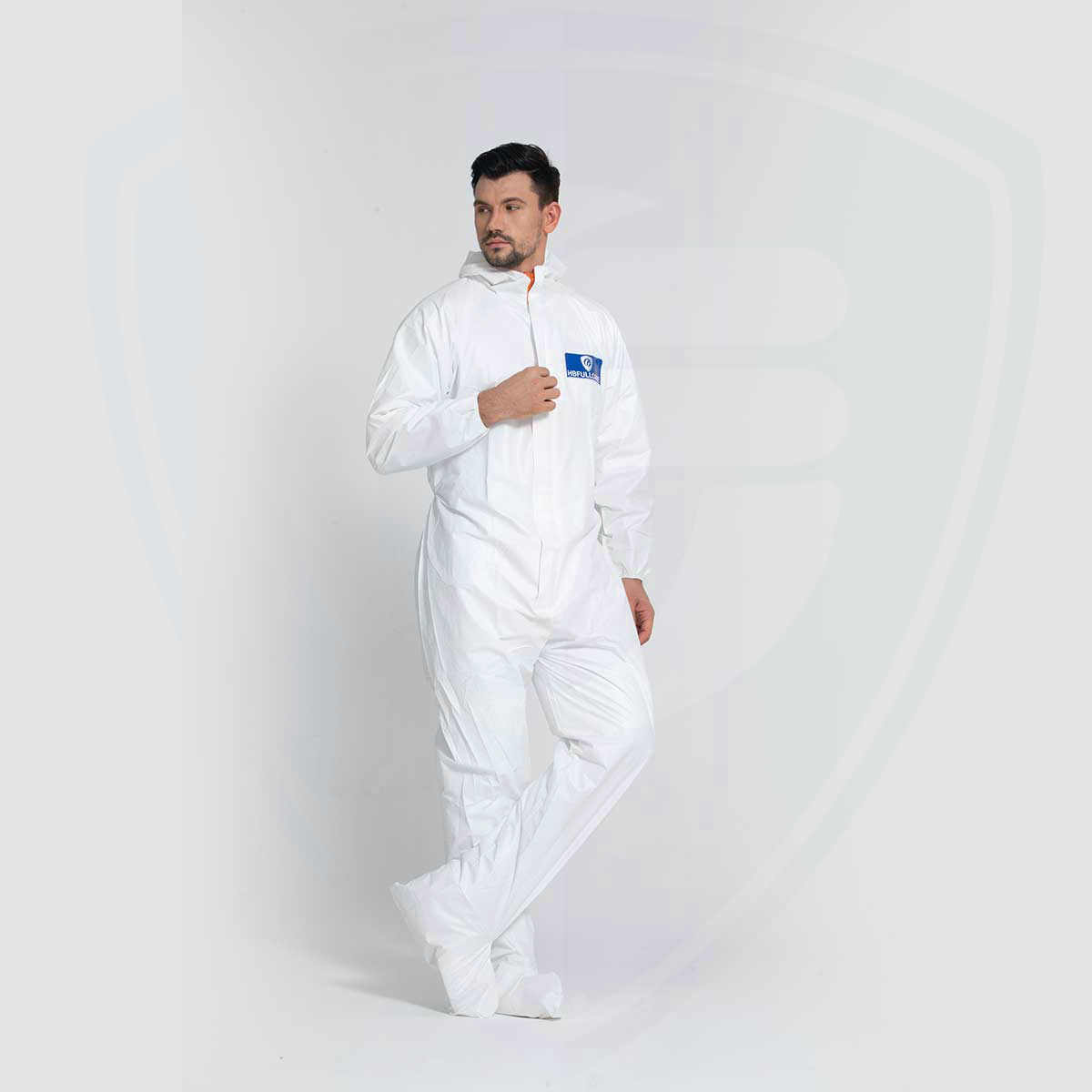 White Waterproof Microporous Film Disposable Coverall with Hood And Boots