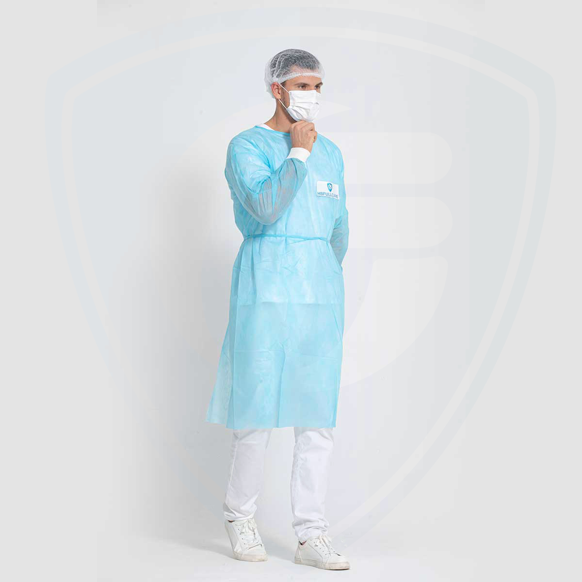 Blue 25gsm Polypropylene Disposable Surgical Gown with Knit Cuff