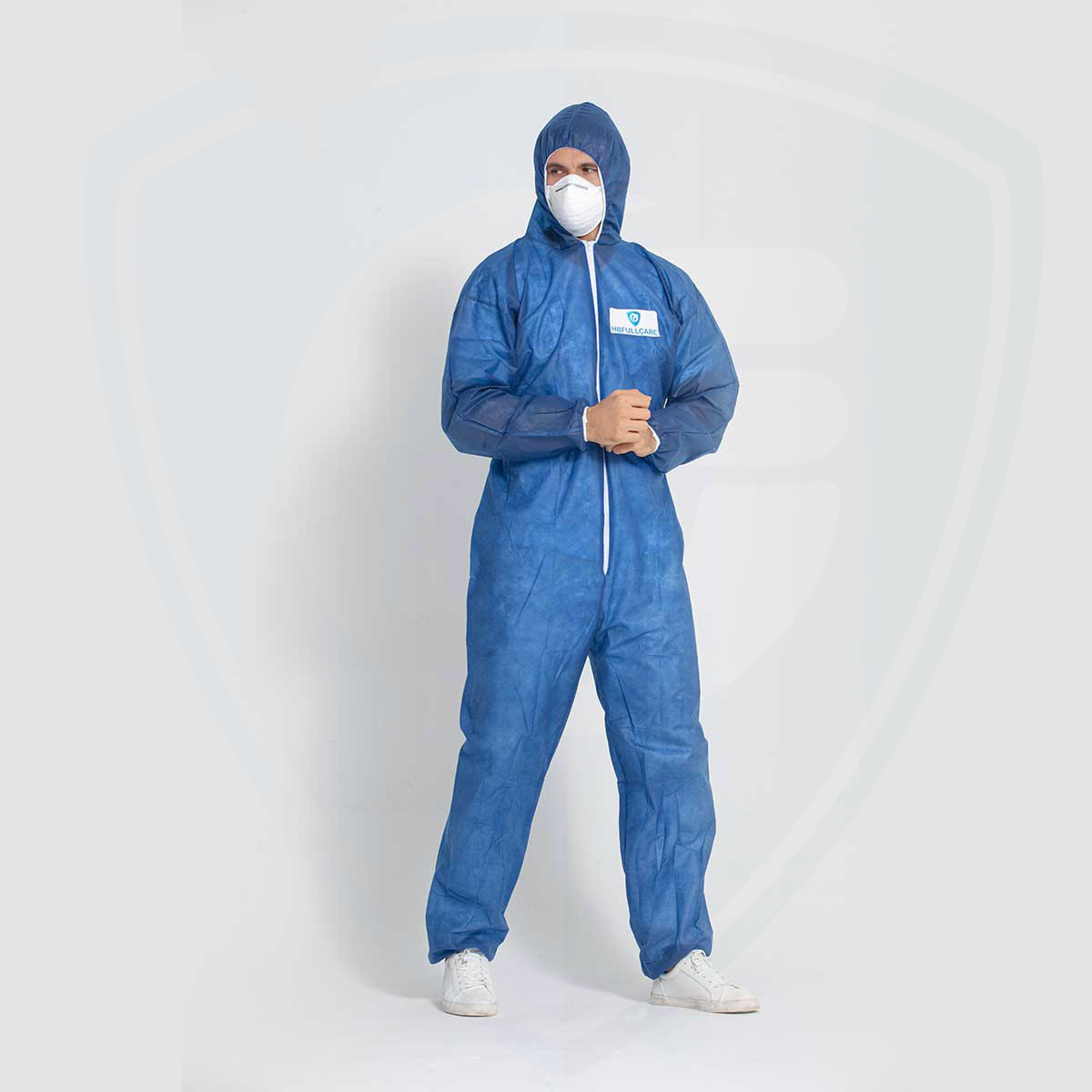 Basic Protection Blue Adult Disposable Coverall Polypropylene Fabric with Hood