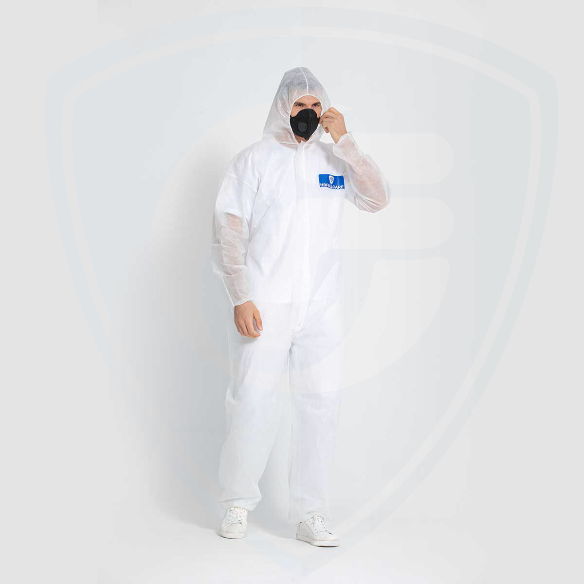 Lightweight Disposable Standard Weight White Polypropylene Coveralls with Hood 