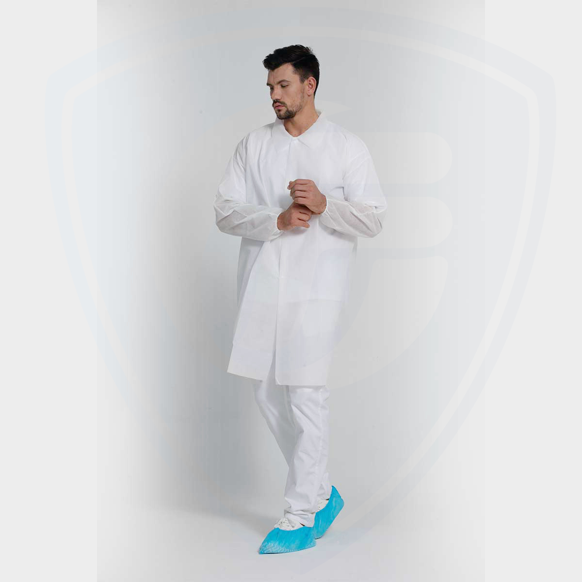 White Disposable Knee Length Adult Unisex Lab Coats 