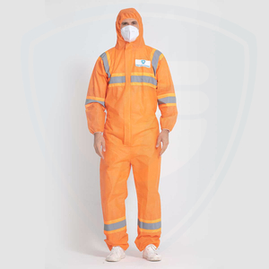 Orange Dust-proof And Anti-static Disposable Protective Coverall with Reflective Strips