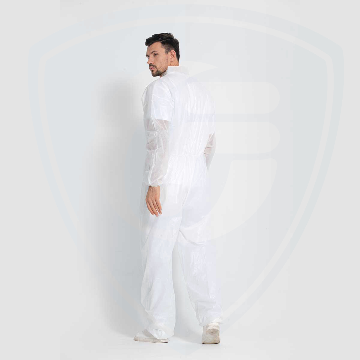 White PP+PE Nonwoven Industrial Safety Anti-Static Disposable Coverall Without Hood