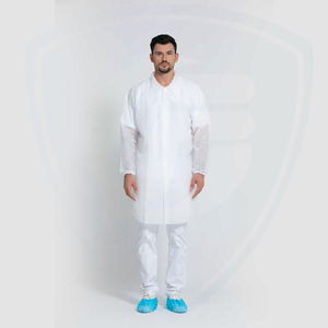 White Disposable Knee Length Adult Unisex Lab Coats 
