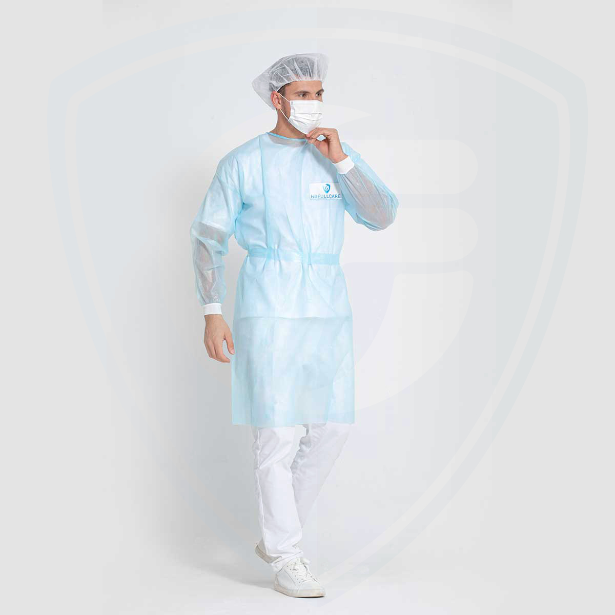 Waterproof Disposable Cheap Isolation PP+PE Gown Full Back Double Tie