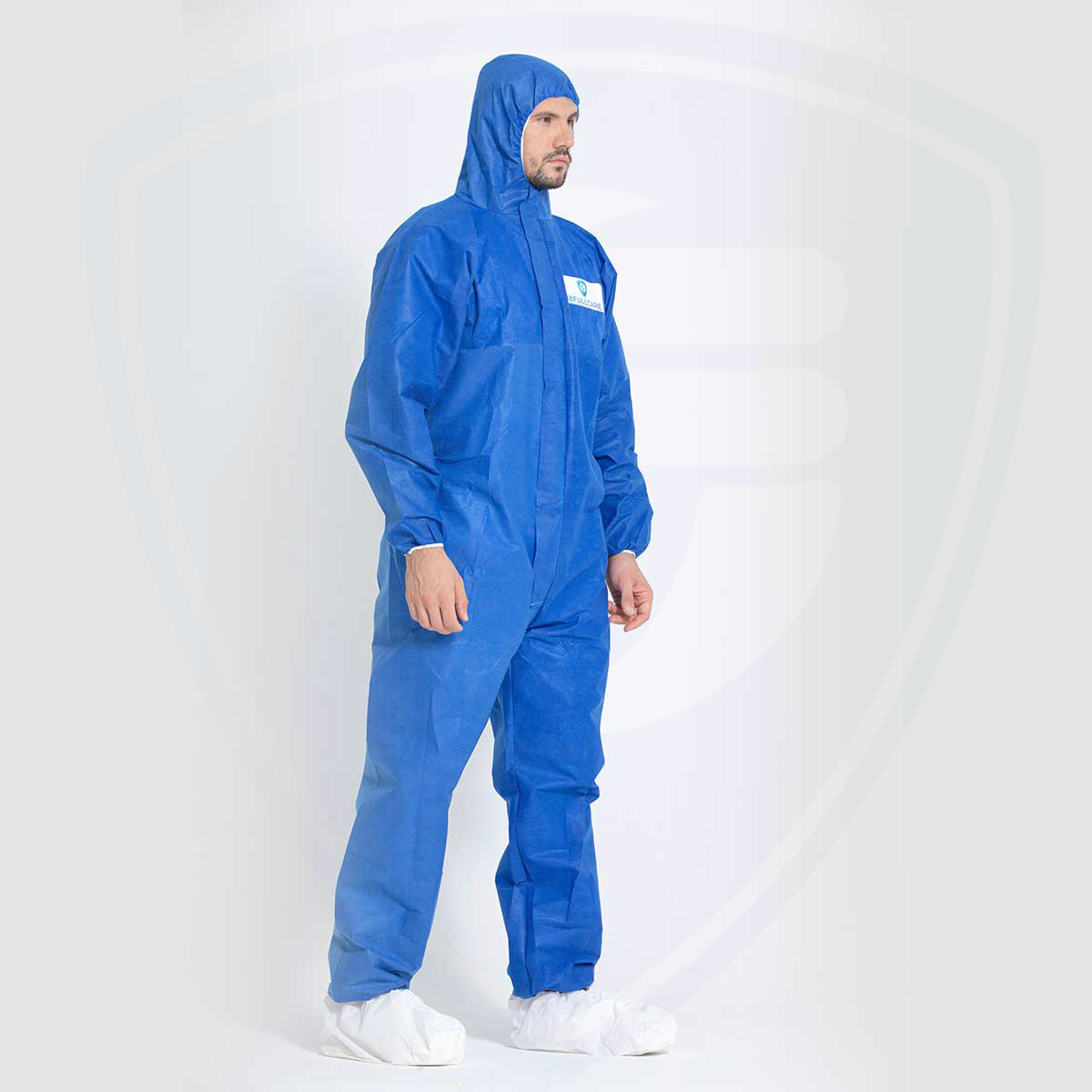 SMS White Disposable Coverall with Hood Elastic Wrist and Ankle