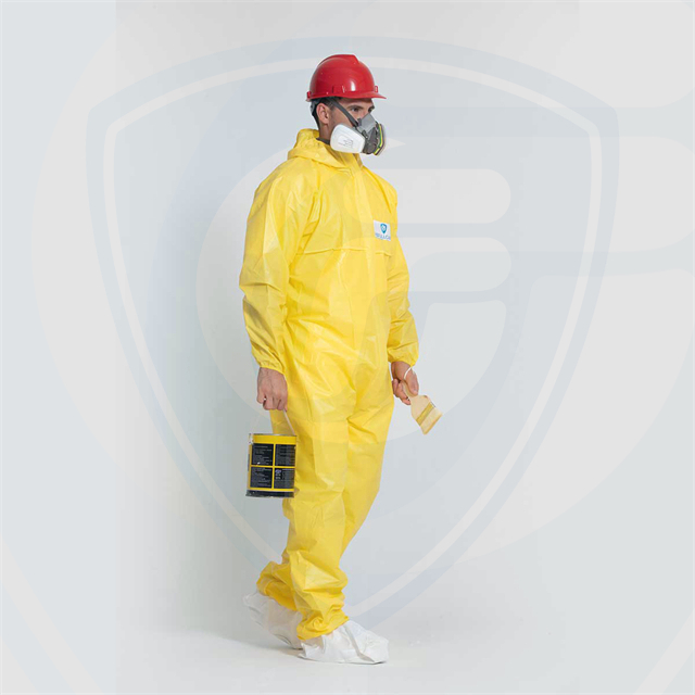 Type 3/4/5/6 Disposable Coveralls PP+External Barrier Film Overalls with Thumb Loop