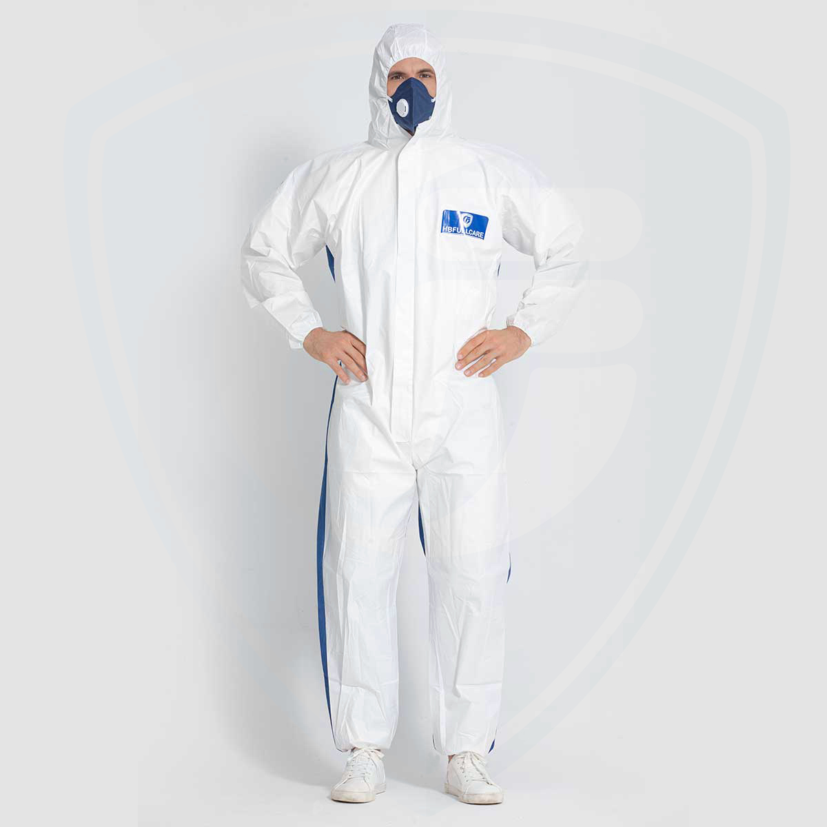 Disposable Full Body Hooded Coverall with Breathable SMS on Back