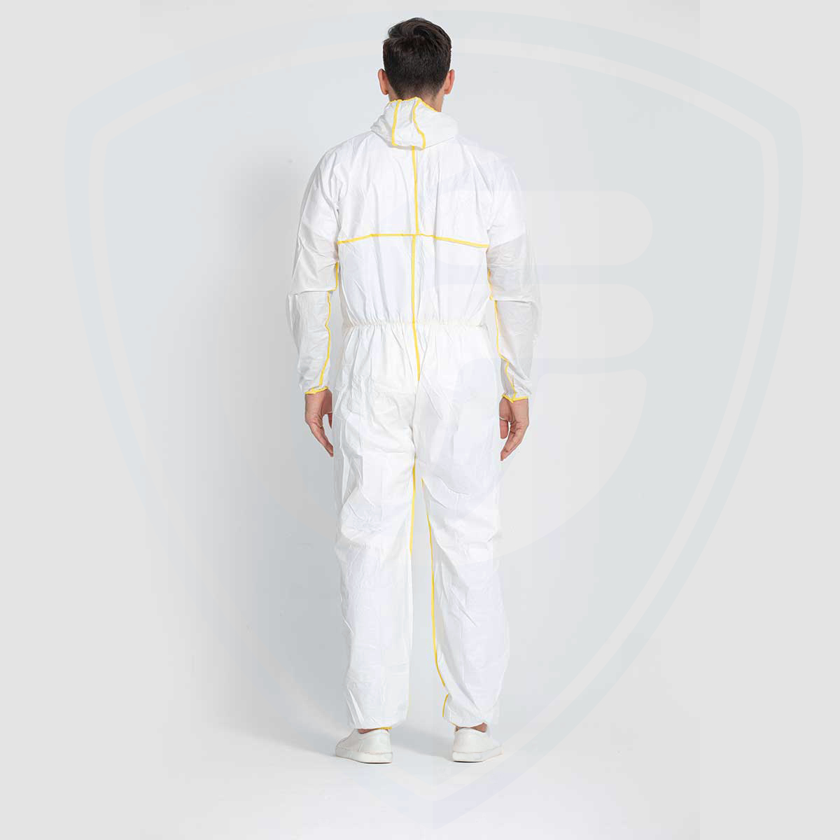 Disposable Type 5/6 Microporous Film Coverall with Yellow Bound Seams