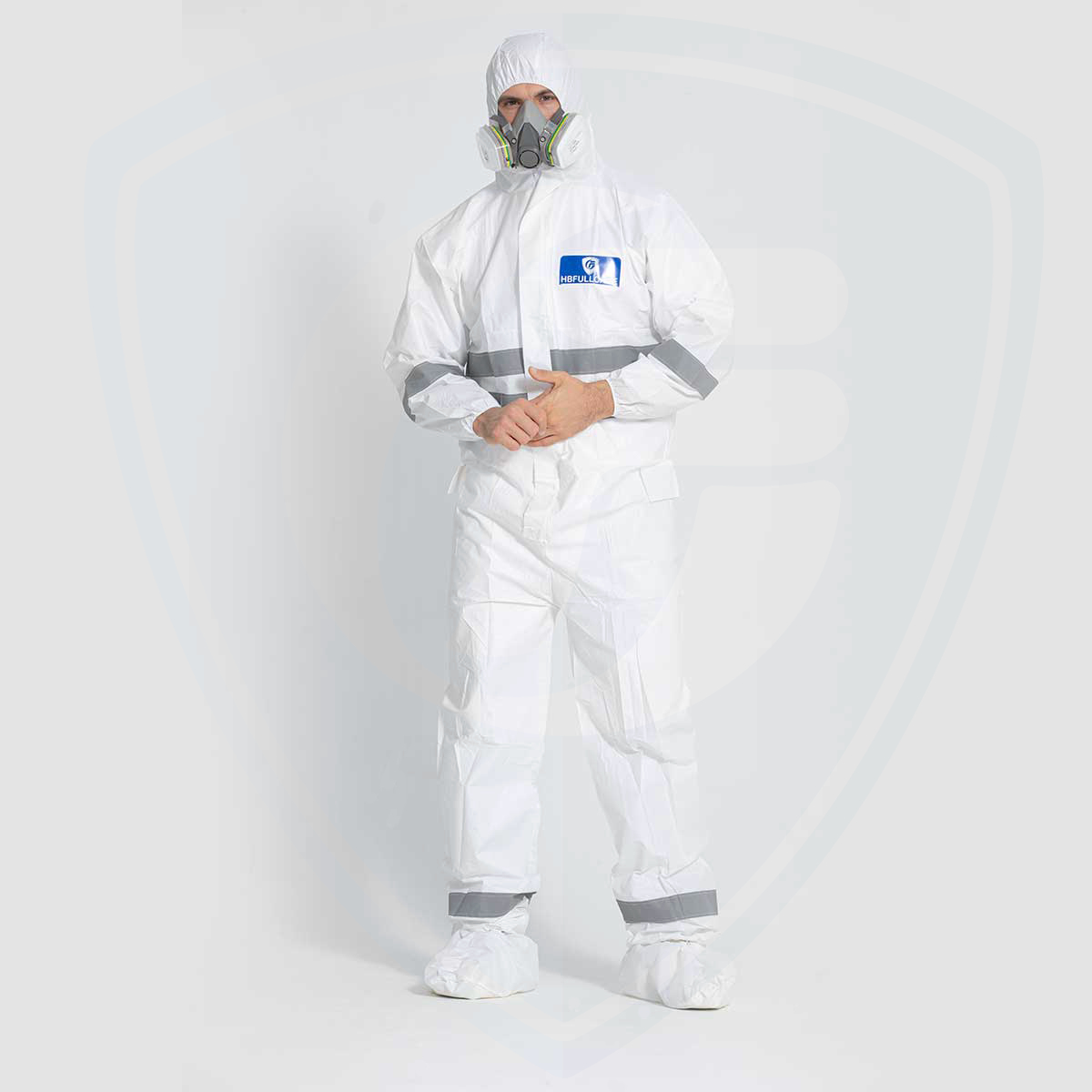 Type 5/6 Hooded Disposable Coveralls with Reflective Tape