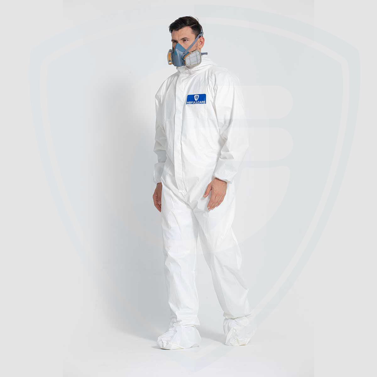 Water-resistant White Disposable Protective Microporous Coverall Chemical Hooded 