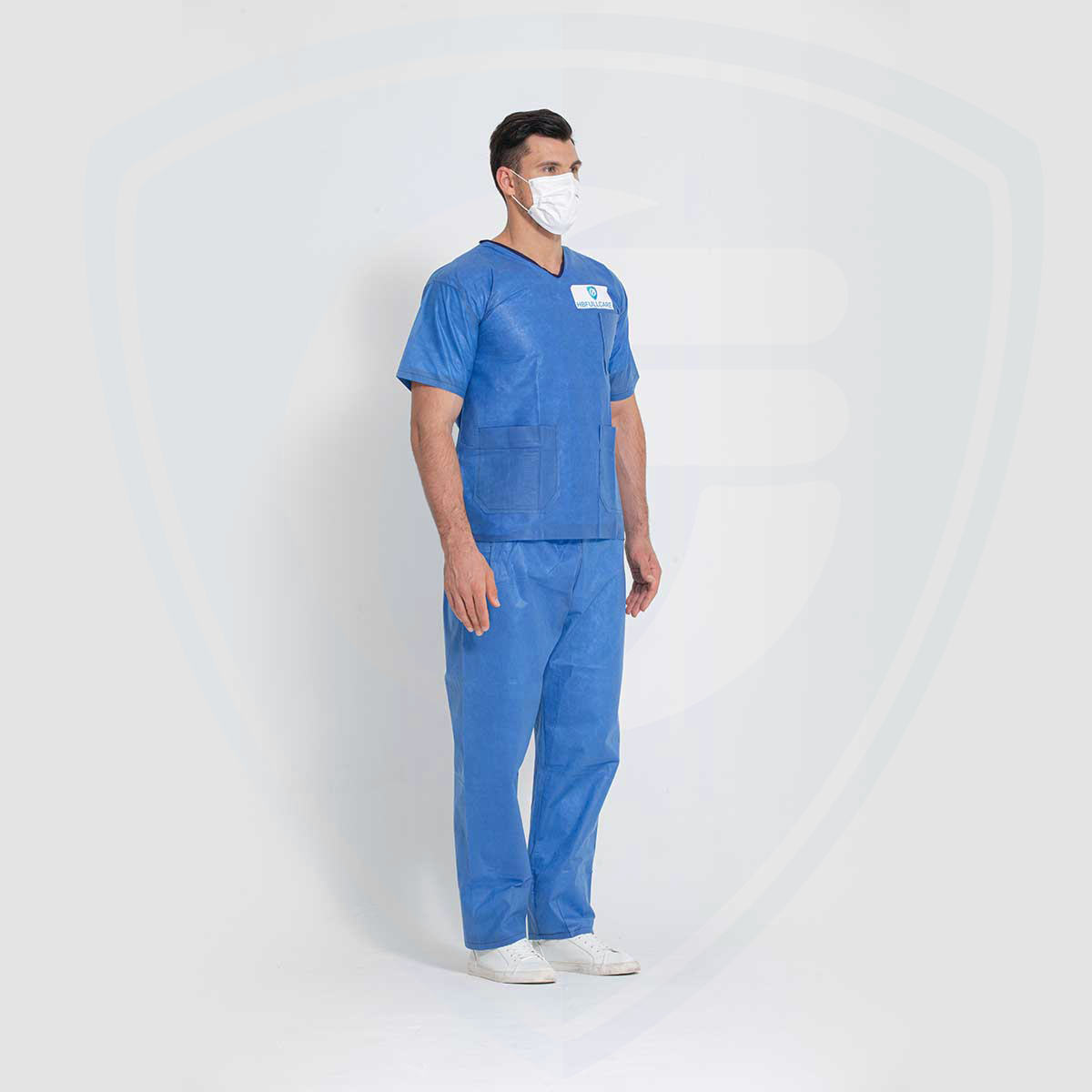 Disposable SMS Nonwoven Blue Surgical Patient Gown Hospital Scrub Suits