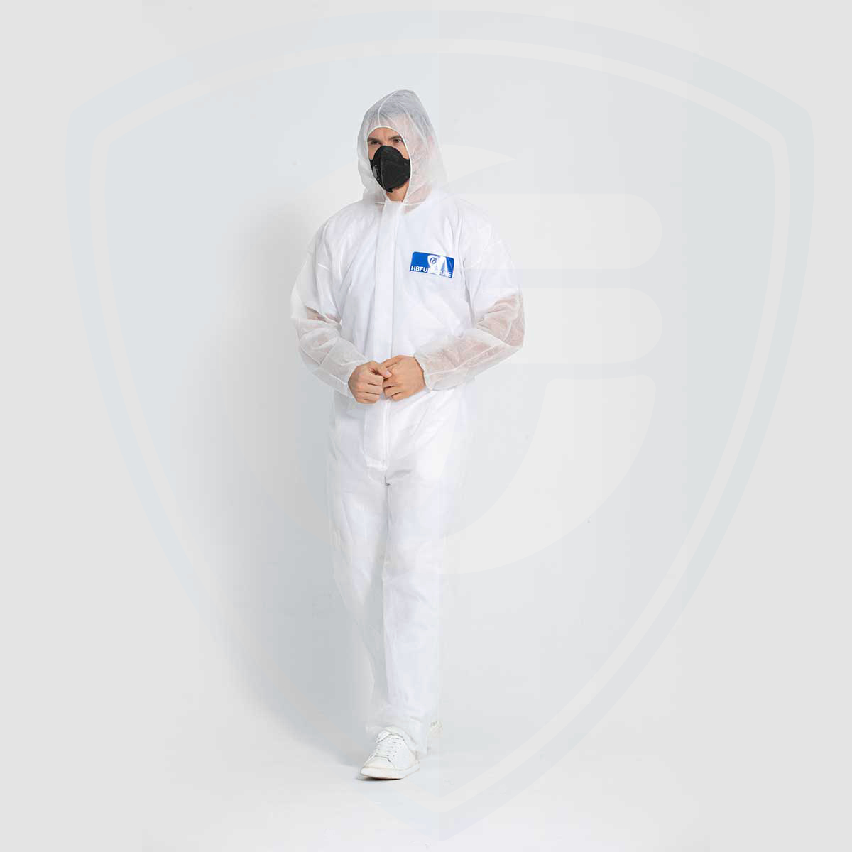 3-piece Hood Lightweight Disposable Nonwoven Coverall White for Cleanups