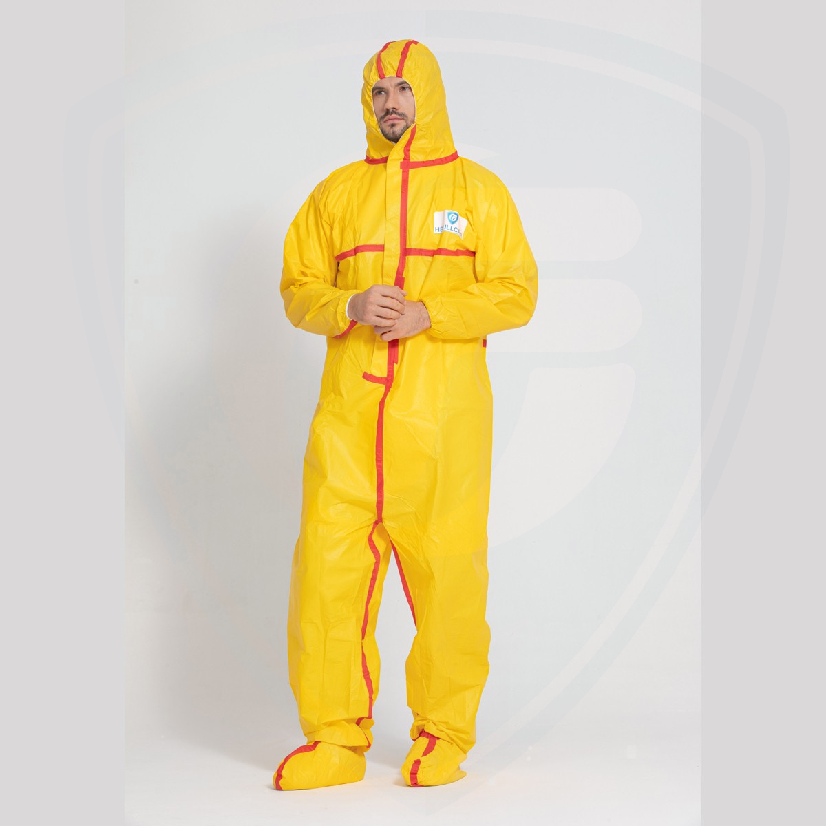 Cheap Waterproof Disposable Protective Coveralls with Hood Boots Yellow 