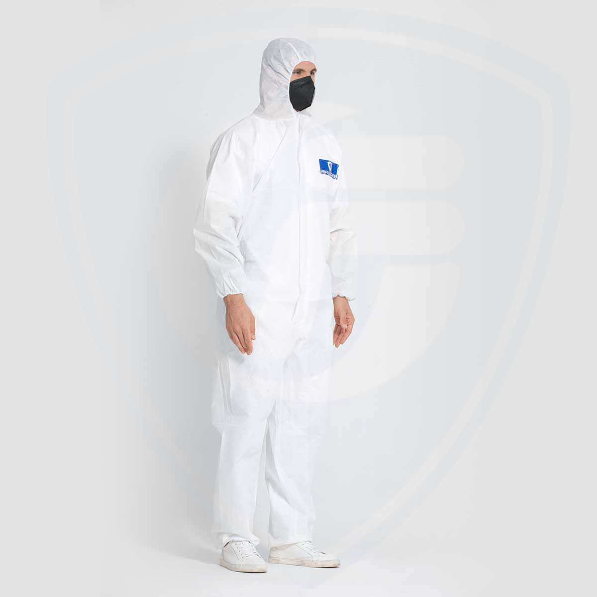 White Waterproof Disposable Overalls SMS Work Jumpsuit for Men