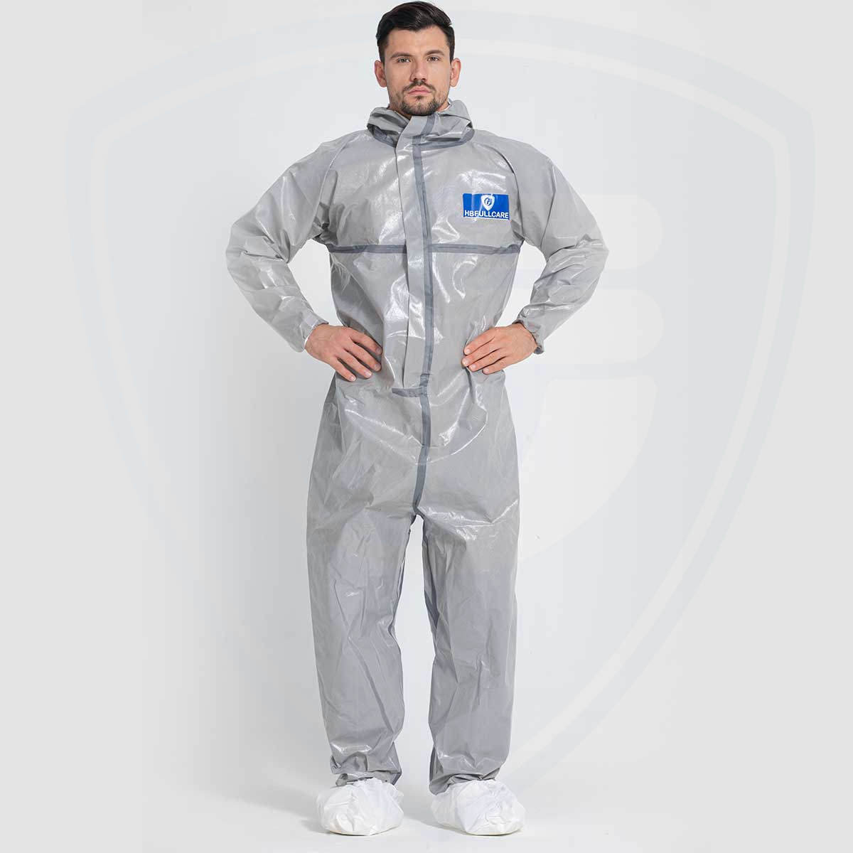 High Weight Against Oil Chemical Protective Disposable PP+PE Coated Coverall